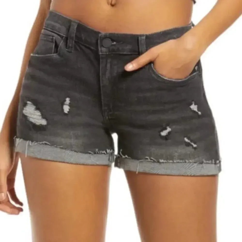 BLANKNYC The Fulton Roll Up Black Denim Shorts Size 27 New w/ Tag MSRP $68
